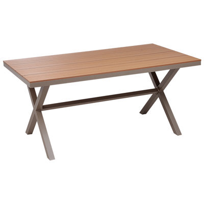 Beliani Garden Dining Table Tiano 160 Cm 90 Cm Metal Taupe - image 1