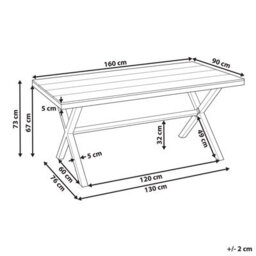 Beliani Garden Dining Table Tiano 160 Cm 90 Cm Metal Taupe - thumbnail 3