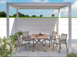 Beliani Garden Dining Table Tiano 160 Cm 90 Cm Metal Taupe - thumbnail 2