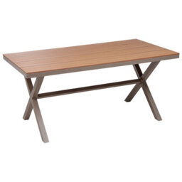 Beliani Garden Dining Table Tiano 160 Cm 90 Cm Metal Taupe