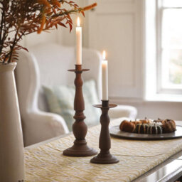 Set Of 2 Antique Finish Rustic Candleholders For Real Or Faux Candles - Large H31 X 12Cm, Small H20 X 9.5Cm - thumbnail 4