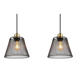 Luminosa Lighting Luminosa Baku Bar Pendant Ceiling Light Matt Black 3X E27 - thumbnail 4