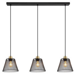 Luminosa Lighting Luminosa Baku Bar Pendant Ceiling Light Matt Black 3X E27 - thumbnail 3