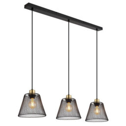 Luminosa Lighting Luminosa Baku Bar Pendant Ceiling Light Matt Black 3X E27 - thumbnail 1
