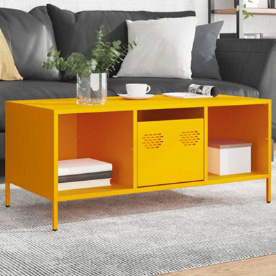 Berkfield Coffee Table Mustard Yellow 101.5X50X43.5 Cm Cold-Rolled Steel - image 1