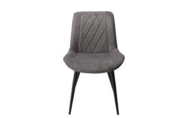 Core Products Pair Of Aspen Grey Diamond Stitch Fabric Dining Chairs - Black Tapered Legs - thumbnail 2
