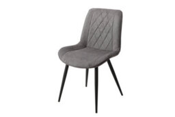 Core Products Pair Of Aspen Grey Diamond Stitch Fabric Dining Chairs - Black Tapered Legs - thumbnail 5