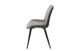 Core Products Pair Of Aspen Grey Diamond Stitch Fabric Dining Chairs - Black Tapered Legs - thumbnail 3