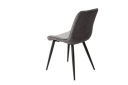Core Products Pair Of Aspen Grey Diamond Stitch Fabric Dining Chairs - Black Tapered Legs - thumbnail 4