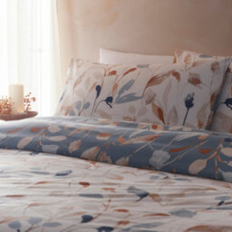 Drift Anya All-Over Leaf Print Blue Eco Duvet Cover Set - thumbnail 2