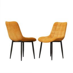 More4Homes Set Of 4 Nova Modern Velvet Dining Chair Padded Seat Metal Legs Kitchen (Mustard) - thumbnail 7
