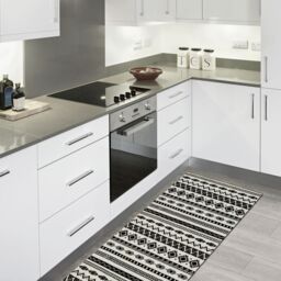 Kensington Black/white Aztec Heavy Duty Mat, 150Cm X 50Cm - thumbnail 2