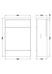 Hudson Reed Fusion Floor Standing Compact Wc Unit & Polymarble Top, Stylish Bathroom Storage Unit, Bleached Oak, 600mm - thumbnail 2