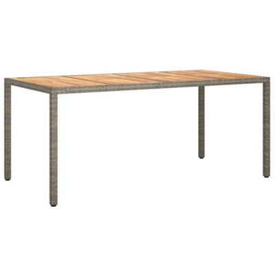 Berkfield Garden Table 190X90X75 Cm Poly Rattan And Acacia Wood Grey - image 1