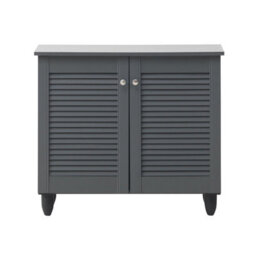 Timber Art Design Modern Shoe Storage Cabinet 2 Doors Footwear Stand Rack Unit Cupboard Dark Grey - thumbnail 2