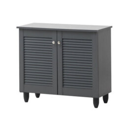 Timber Art Design Modern Shoe Storage Cabinet 2 Doors Footwear Stand Rack Unit Cupboard Dark Grey - thumbnail 3
