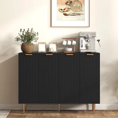 Sideboard Buffet Cabinet With 4 Doors And Adjustable Shelves, Black - image 1