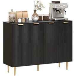 Sideboard Buffet Cabinet With 4 Doors And Adjustable Shelves, Black - thumbnail 3