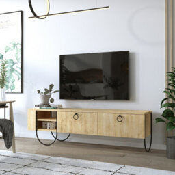 Decortie Norfolk Modern Tv Unit Multimedia Centre Oak With Storage Tv Cabinet 151Cm - thumbnail 1