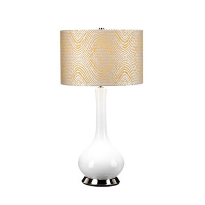Luminosa Lighting Luminosa Milo Table Lamp With Round Shade, Polished Nickel, White, Yellow - image 1