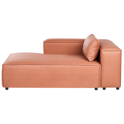 Beliani Right-Hand Chaise Longue Brande Fabric Golden Brown - image 1