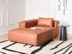 Beliani Right-Hand Chaise Longue Brande Fabric Golden Brown - thumbnail 2
