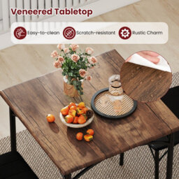 Gainoom 3-Piece Dining Table Set Square Kitchen Table & 2 Chairs Space-Saving Dinette Furniture - thumbnail 7