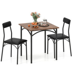 Gainoom 3-Piece Dining Table Set Square Kitchen Table & 2 Chairs Space-Saving Dinette Furniture - thumbnail 1