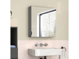Dorel Home Atlas Hang Cabinet With 1 Mirror Door Grey - thumbnail 1