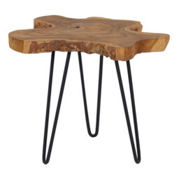 Beliani Nest Of 2 Tables, Dark Brown Teak Tops With Black Hairpin Legs, Rustic Nesting Set - thumbnail 6
