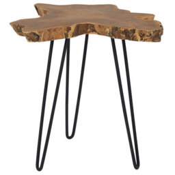 Beliani Nest Of 2 Tables, Dark Brown Teak Tops With Black Hairpin Legs, Rustic Nesting Set - thumbnail 5