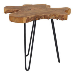 Beliani Nest Of 2 Tables, Dark Brown Teak Tops With Black Hairpin Legs, Rustic Nesting Set - thumbnail 7