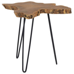 Beliani Nest Of 2 Tables, Dark Brown Teak Tops With Black Hairpin Legs, Rustic Nesting Set - thumbnail 4