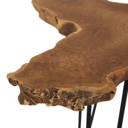 Beliani Nest Of 2 Tables, Dark Brown Teak Tops With Black Hairpin Legs, Rustic Nesting Set - thumbnail 8