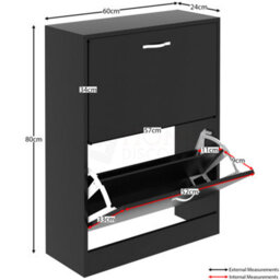 Lassic Vida Designs 2 Drawer Shoe Storage Cabinet Black - thumbnail 2
