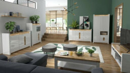 Impact Furniture Tv Unit With Drawer Cabinet Stand Open Storage Glass Shelf Led Lights White Gloss Oak Alameda - thumbnail 7