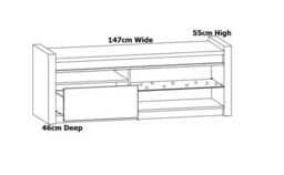 Impact Furniture Tv Unit With Drawer Cabinet Stand Open Storage Glass Shelf Led Lights White Gloss Oak Alameda - thumbnail 5