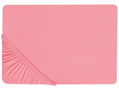 Beliani Fitted Sheet Janbu Cotton 140 X 200 Cm Coral - image 1