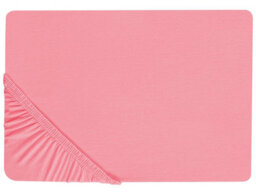 Beliani Fitted Sheet Janbu Cotton 140 X 200 Cm Coral