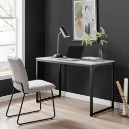 Furniturebox Uk Kendrick Grey Marble Effect Desk 120Cm For Home Working Study Gaming Office Desk. Elegant Black Leg Melamine Desk - thumbnail 1