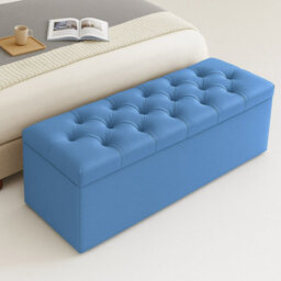 137Cm Chesterfield Ottoman Storage Box, Duck Egg Plush Velvet Upholstered Blanket Box, End Of Bed Bench, Deep Storage Chest - thumbnail 1