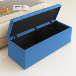 137Cm Chesterfield Ottoman Storage Box, Duck Egg Plush Velvet Upholstered Blanket Box, End Of Bed Bench, Deep Storage Chest - thumbnail 2