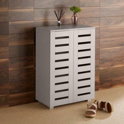 Home Source Oslo 2 Door Shoe Storage Cabinet Unit Grey Hallway Furniture - image 1