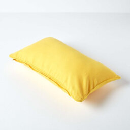 Homescapes Cotton Plain Yellow Rectangular Cushion Cover, 30 X 50 Cm - thumbnail 3