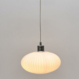 First Choice Lighting Baton - White Ribbed Oval Glass With Chrome Pendant Fitting - thumbnail 6