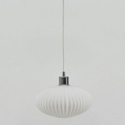 First Choice Lighting Baton - White Ribbed Oval Glass With Chrome Pendant Fitting - thumbnail 5