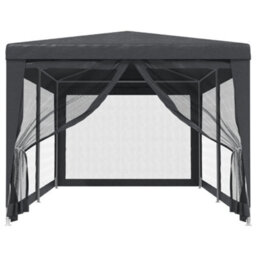 Walplus Party Tent Garden Gazebo Canopy With 6 Mesh Sidewalls Anthracite 3X6 M Hdpe - thumbnail 3