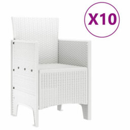 Berkfield Garden Dining Set 11 Pcs White Polt Rattan - thumbnail 5