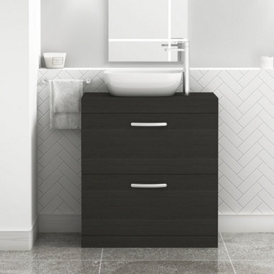 Royal Bathrooms 800mm Floor Standing Vanity Unit 2 Drawer Hale Black & Countertop Basin - Elva - image 1