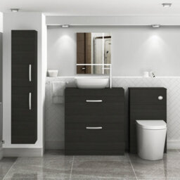 Royal Bathrooms 800mm Floor Standing Vanity Unit 2 Drawer Hale Black & Countertop Basin - Elva - thumbnail 2